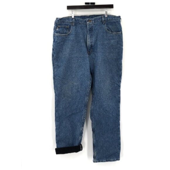 CARHARTT Fleece Lined Jeans Relaxed Fit 42x34 Insulated Winter Denim B155 DST